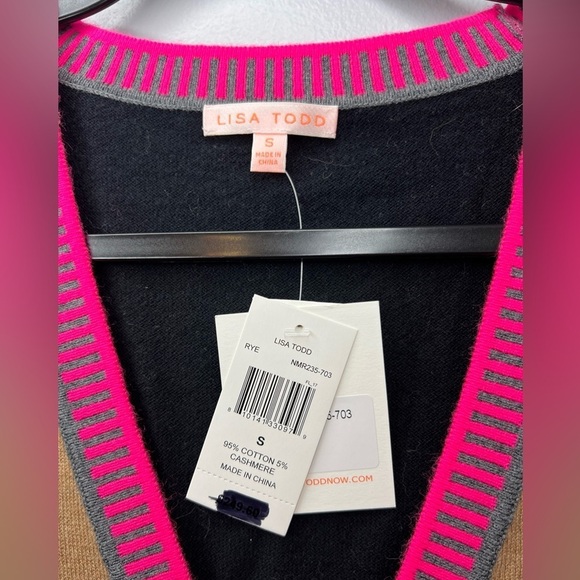 NWT! Lisa Todd Size S • Pocket Pleaser Cotton Cashmere Cardigan Sweater Jumper. - Picture 4 of 5